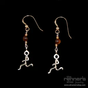 Silver "Atalanta" Runner w/ Tiger Eye Hook Earring
