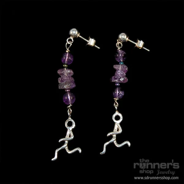 Silver "Hermes" Runner w/ Amethyst Post Earrings