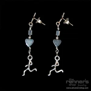 Silver "Hermes" Runner w/ Hematite Post Earrings