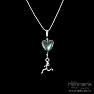 Silver "Hermes" Runner w/Hematite Heart Necklace