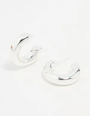 Silver Small Smooth Hoop Earrings