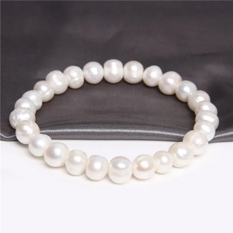 Simple Round White Pearls Beaded Bracelet Jewelry