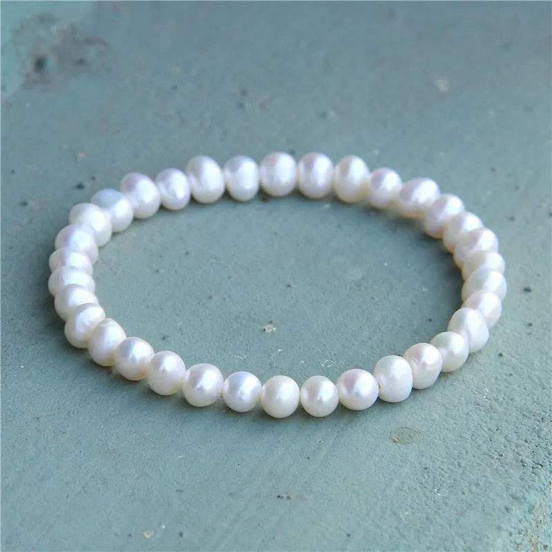 Simple Round White Pearls Beaded Bracelet Jewelry