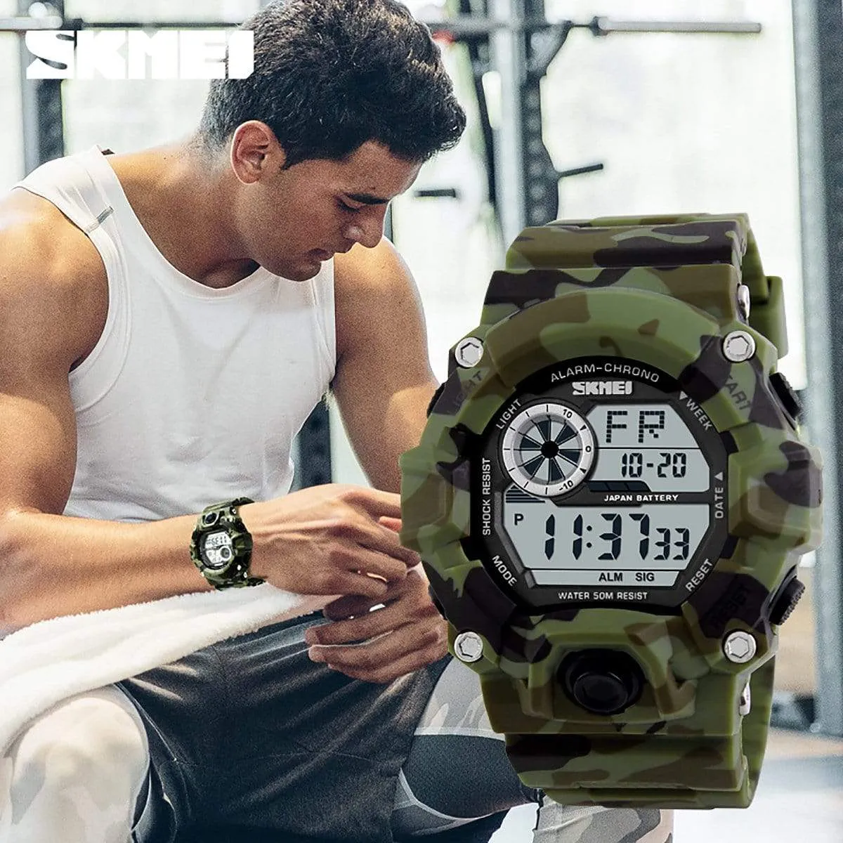 Skmei 1019 Original Camouflage Digital Round Waterproof Sport watch For Men