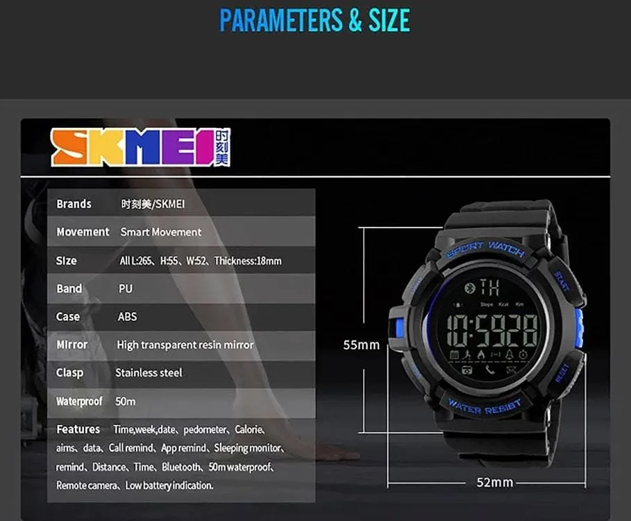 Skmei 1245 Smart watch Bluetooth watch Round digital watch for men