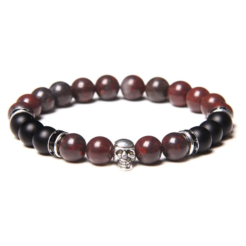 Skull Bracelets For Men Natural Tiger Eye Bracelet