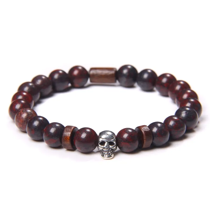 Skull Bracelets For Men Natural Tiger Eye Bracelet
