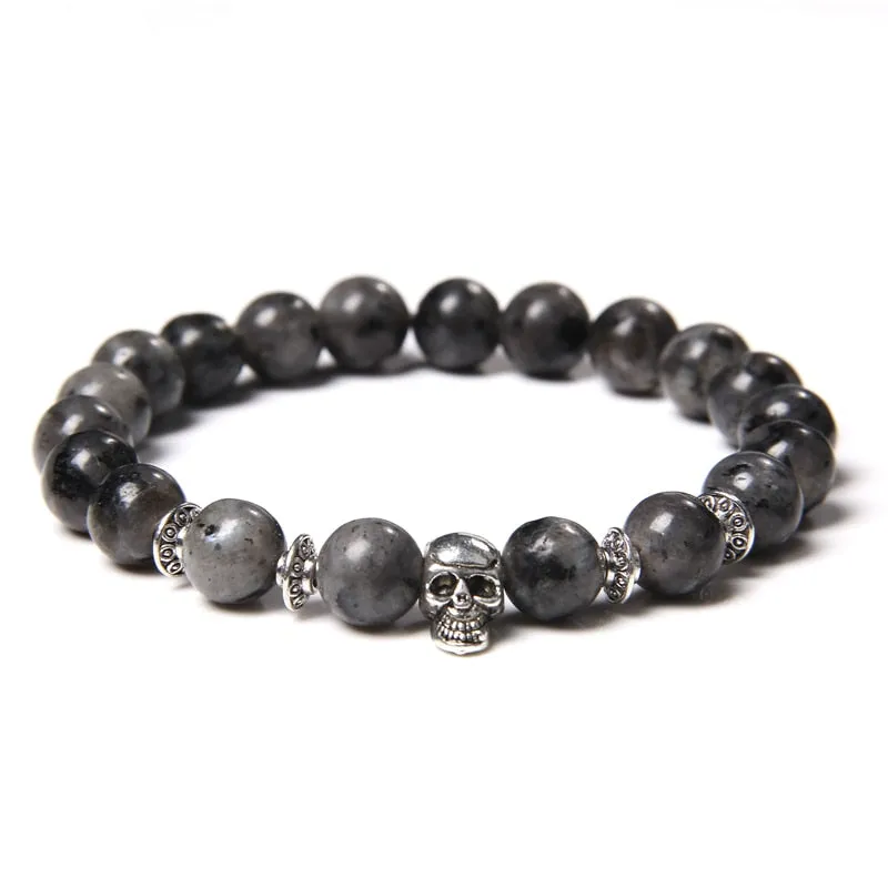 Skull Bracelets For Men Natural Tiger Eye Bracelet
