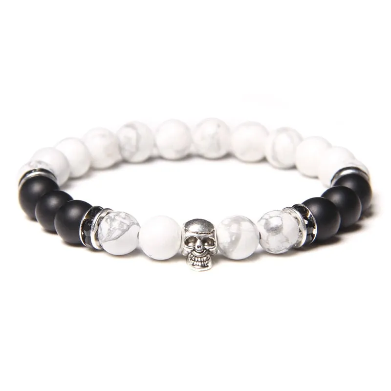 Skull Bracelets For Men Natural Tiger Eye Bracelet
