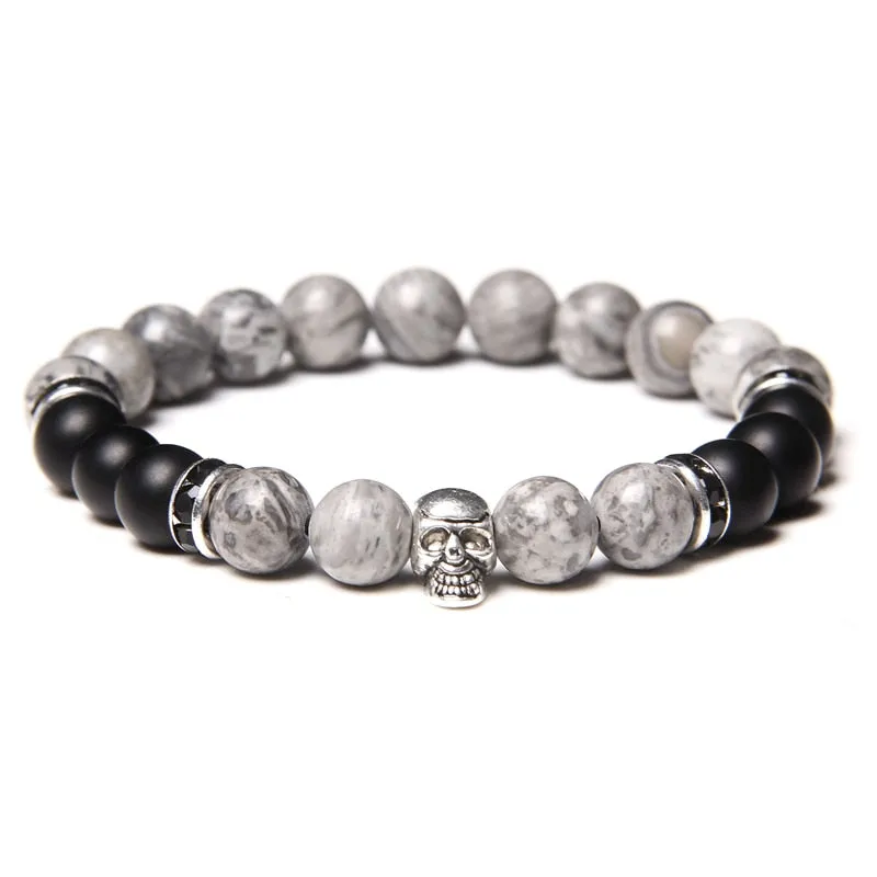 Skull Bracelets For Men Natural Tiger Eye Bracelet