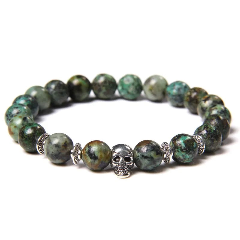 Skull Bracelets For Men Natural Tiger Eye Bracelet