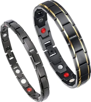 Skyfun Magnetic Lymph Detox Bracelet Anti-swelling Pack of 2 Pcs Adjustable Lymph Detox Magnetic Bracelets for Women Men Anxiety Relief Father&#039;s Day Gifts for Dad