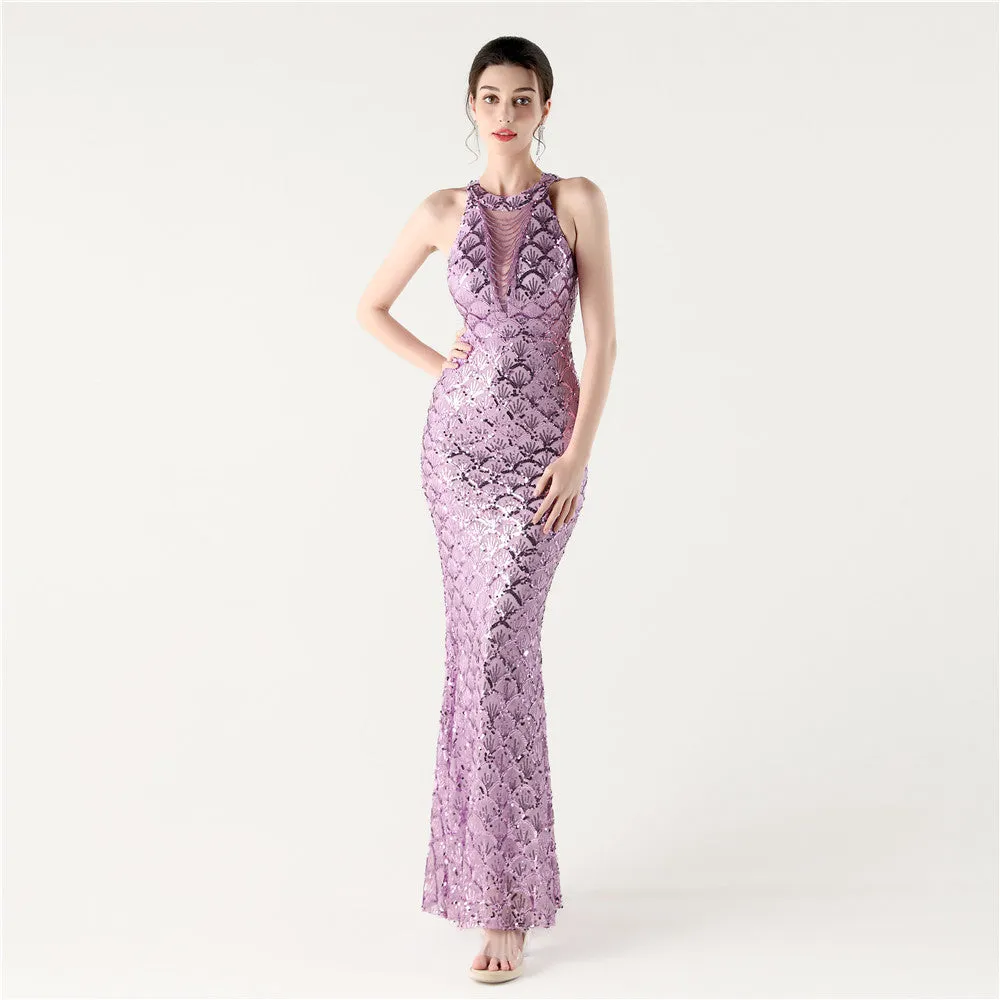 Slim Fit Hip Sequined Evening Dress