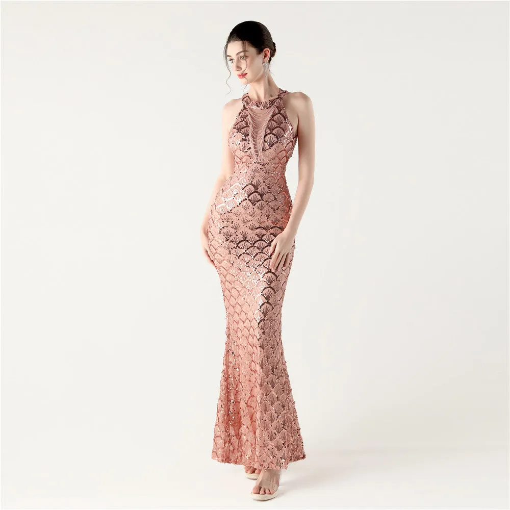 Slim Fit Hip Sequined Evening Dress