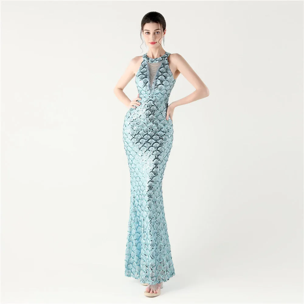 Slim Fit Hip Sequined Evening Dress