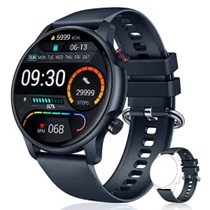 Smart Watch for Men Fitness Tracker: IP68 Waterproof Smartwatch for Android iOS Phone Sport Running Digital Watches with Heart Rate Blood Pressure Sleep Monitor Step Counter 46.5mm Round Touch Screen