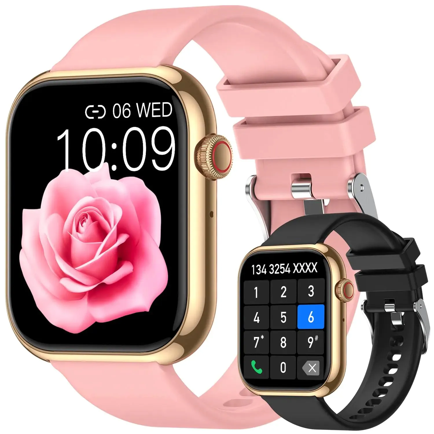 Smart Watch for Men Women Fitness: Waterproof Make/Answer Call Smart Watches for Men Digital Mens watches Step Tracker Smartwatch Android Phones iPhone Samsung Compatible Heart Rate Monitor Pink