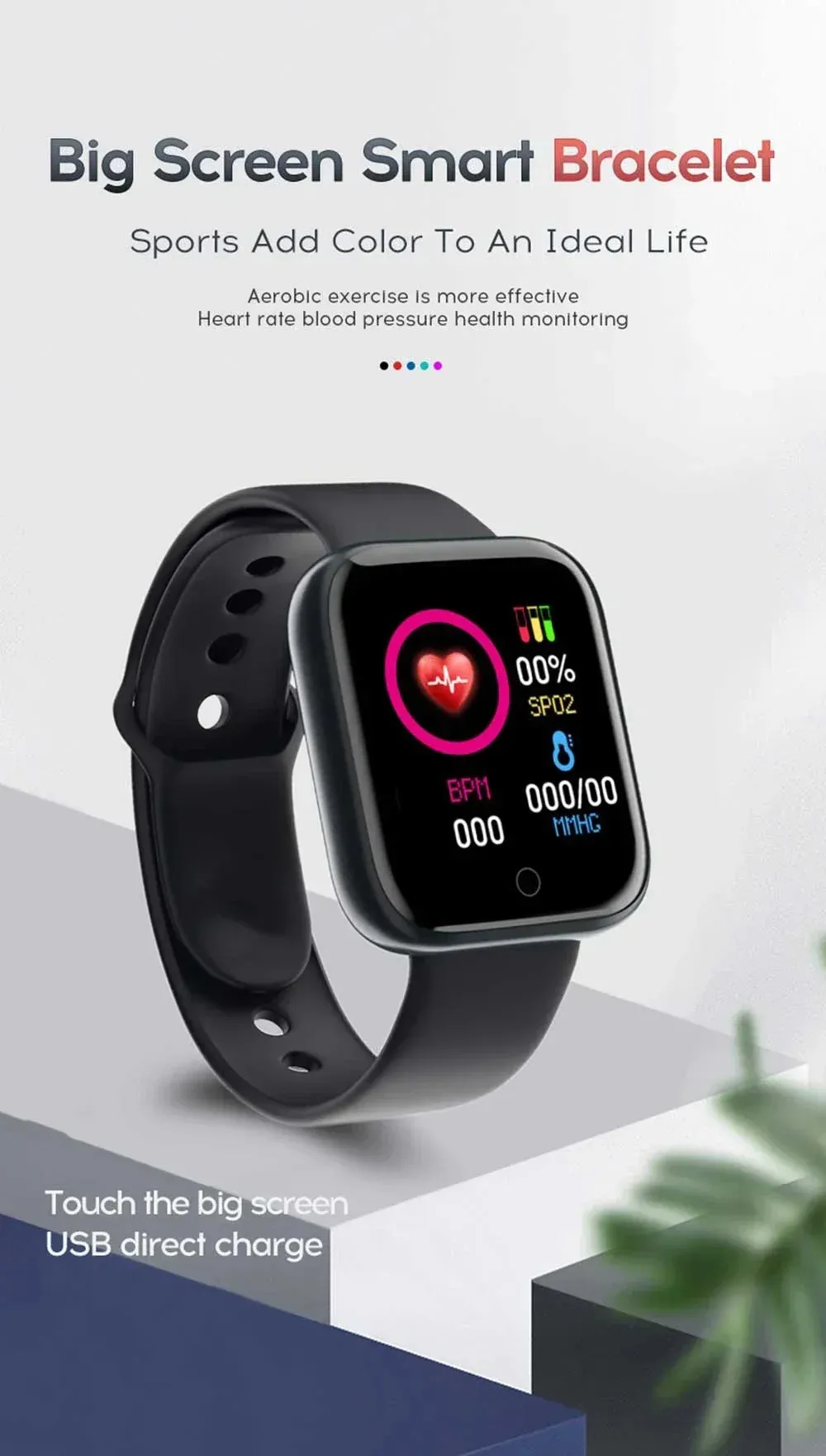 Smart Watch For Women Men Bluetooth Connected Music Fitness