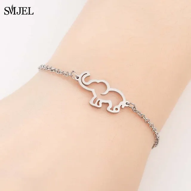 SMJEL Bohemian Stainless Steel Charm Bracelets for Women Girl Fashion Elephant Cat Star Bracelet Bangles Pulseira Feminina 2019