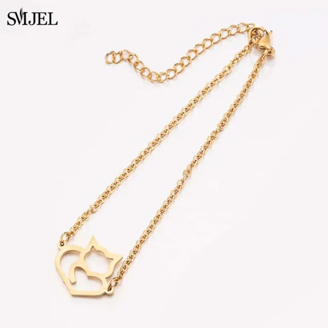 SMJEL Bohemian Stainless Steel Charm Bracelets for Women Girl Fashion Elephant Cat Star Bracelet Bangles Pulseira Feminina 2019