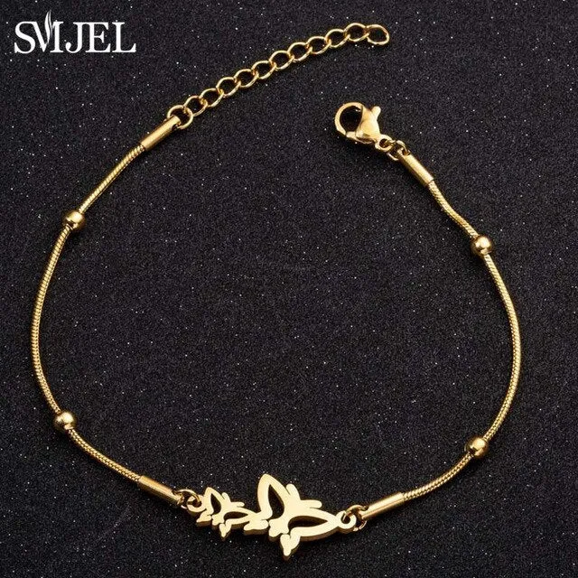 SMJEL Bohemian Stainless Steel Charm Bracelets for Women Girl Fashion Elephant Cat Star Bracelet Bangles Pulseira Feminina 2019