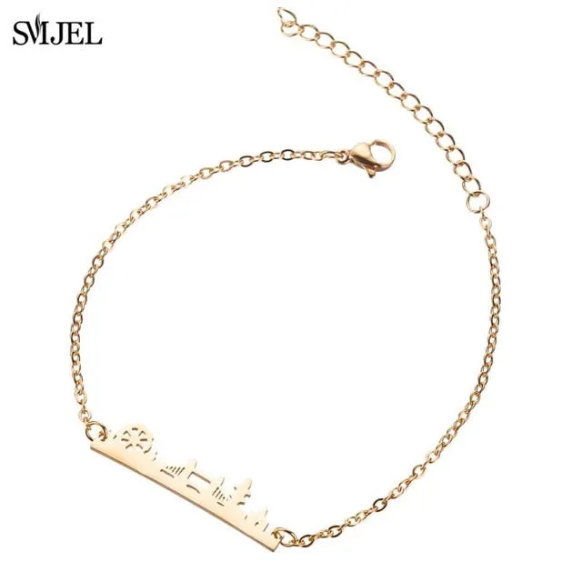 SMJEL Bohemian Stainless Steel Charm Bracelets for Women Girl Fashion Elephant Cat Star Bracelet Bangles Pulseira Feminina 2019