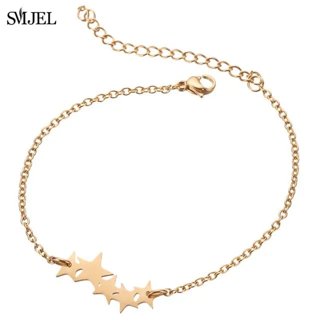 SMJEL Bohemian Stainless Steel Charm Bracelets for Women Girl Fashion Elephant Cat Star Bracelet Bangles Pulseira Feminina 2019
