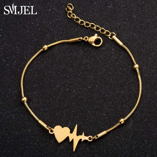 SMJEL Bohemian Stainless Steel Charm Bracelets for Women Girl Fashion Elephant Cat Star Bracelet Bangles Pulseira Feminina 2019