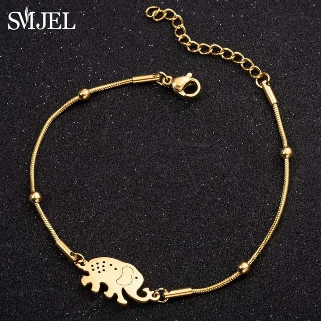 SMJEL Bohemian Stainless Steel Charm Bracelets for Women Girl Fashion Elephant Cat Star Bracelet Bangles Pulseira Feminina 2019