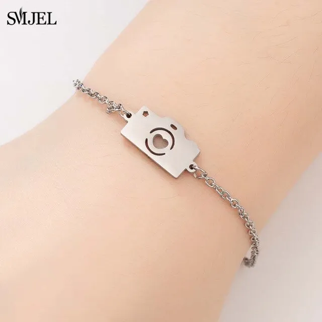 SMJEL Bohemian Stainless Steel Charm Bracelets for Women Girl Fashion Elephant Cat Star Bracelet Bangles Pulseira Feminina 2019