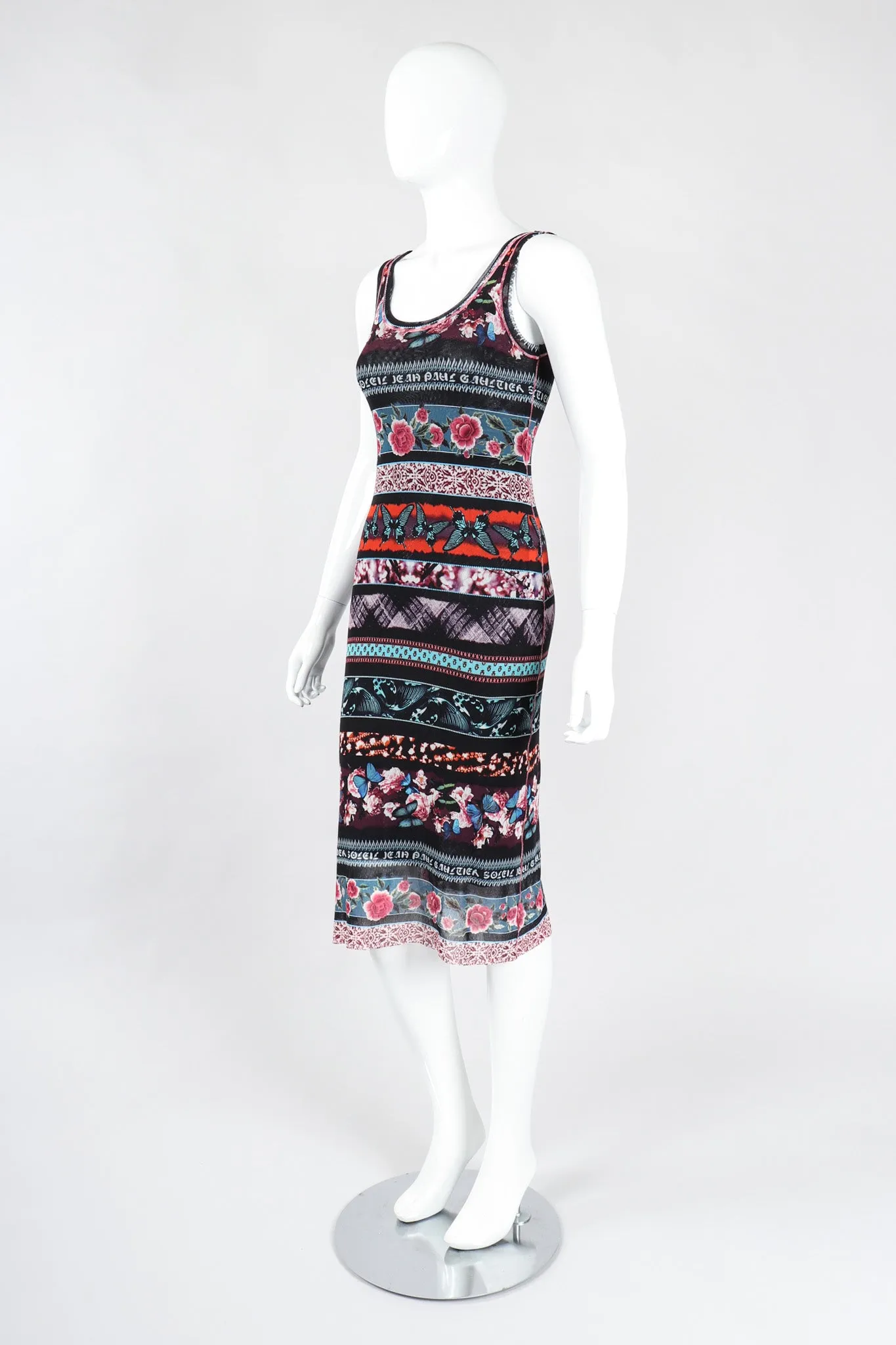 Soleil Butterfly Floral Mesh Tank Dress