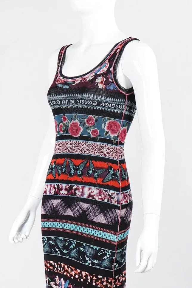 Soleil Butterfly Floral Mesh Tank Dress