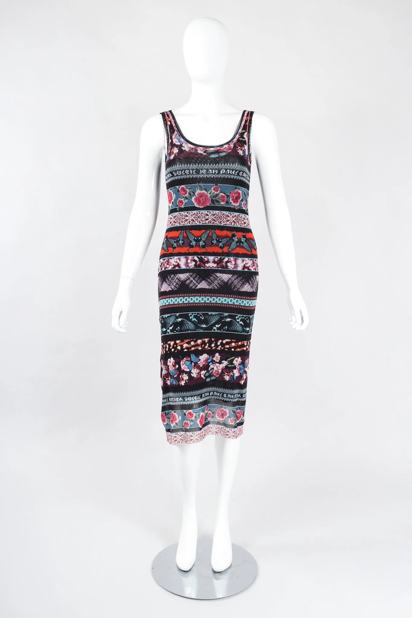 Soleil Butterfly Floral Mesh Tank Dress