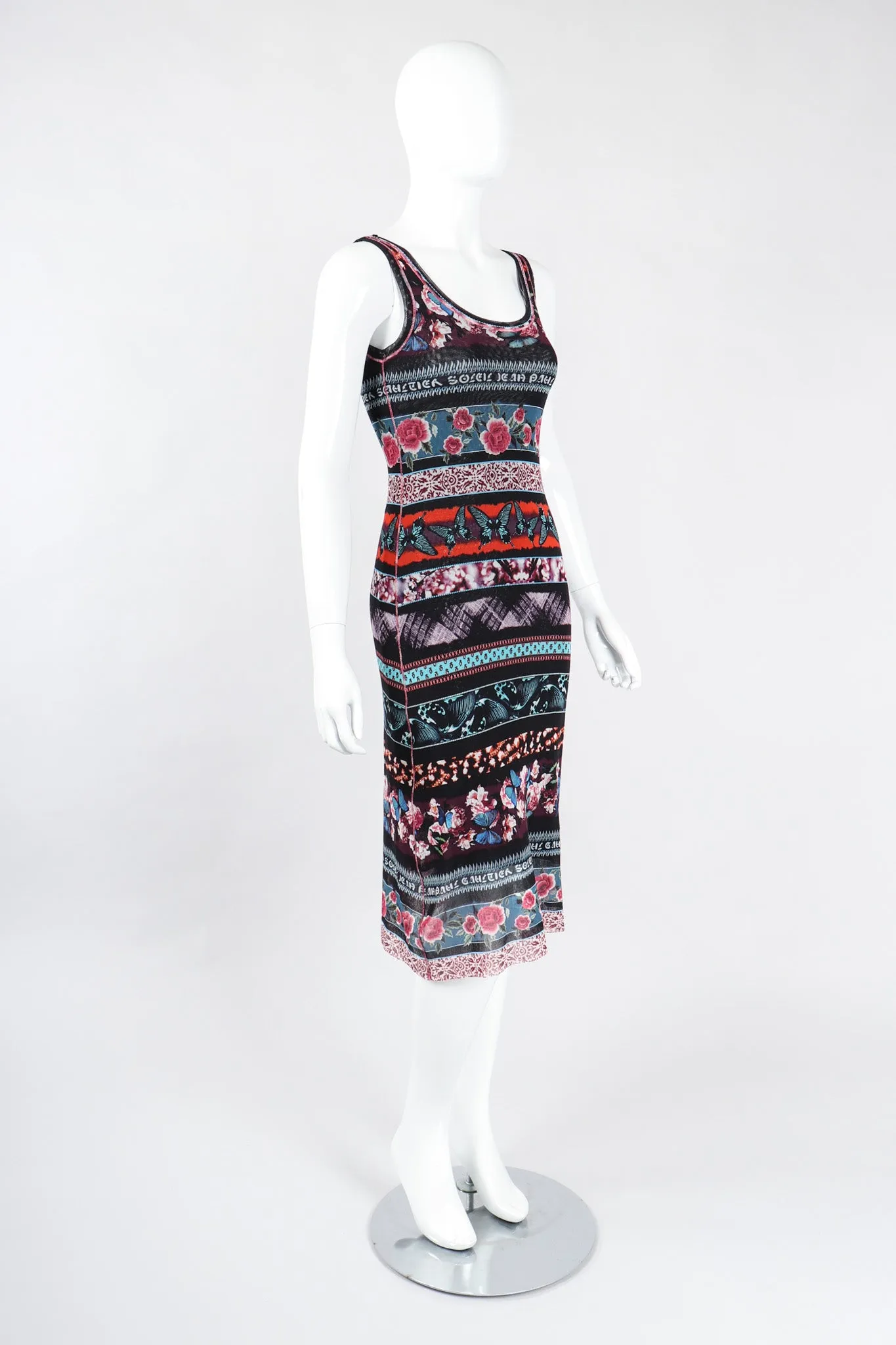 Soleil Butterfly Floral Mesh Tank Dress