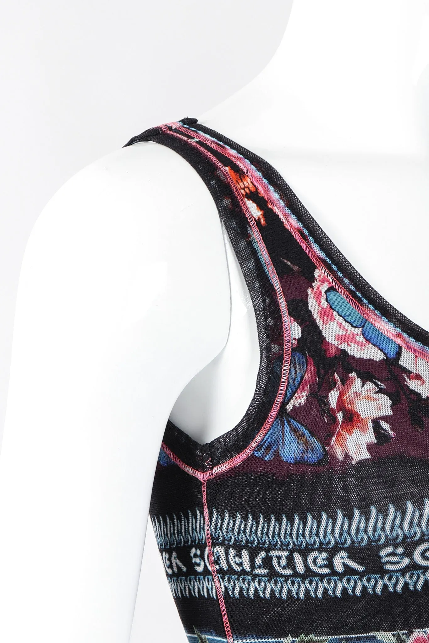 Soleil Butterfly Floral Mesh Tank Dress