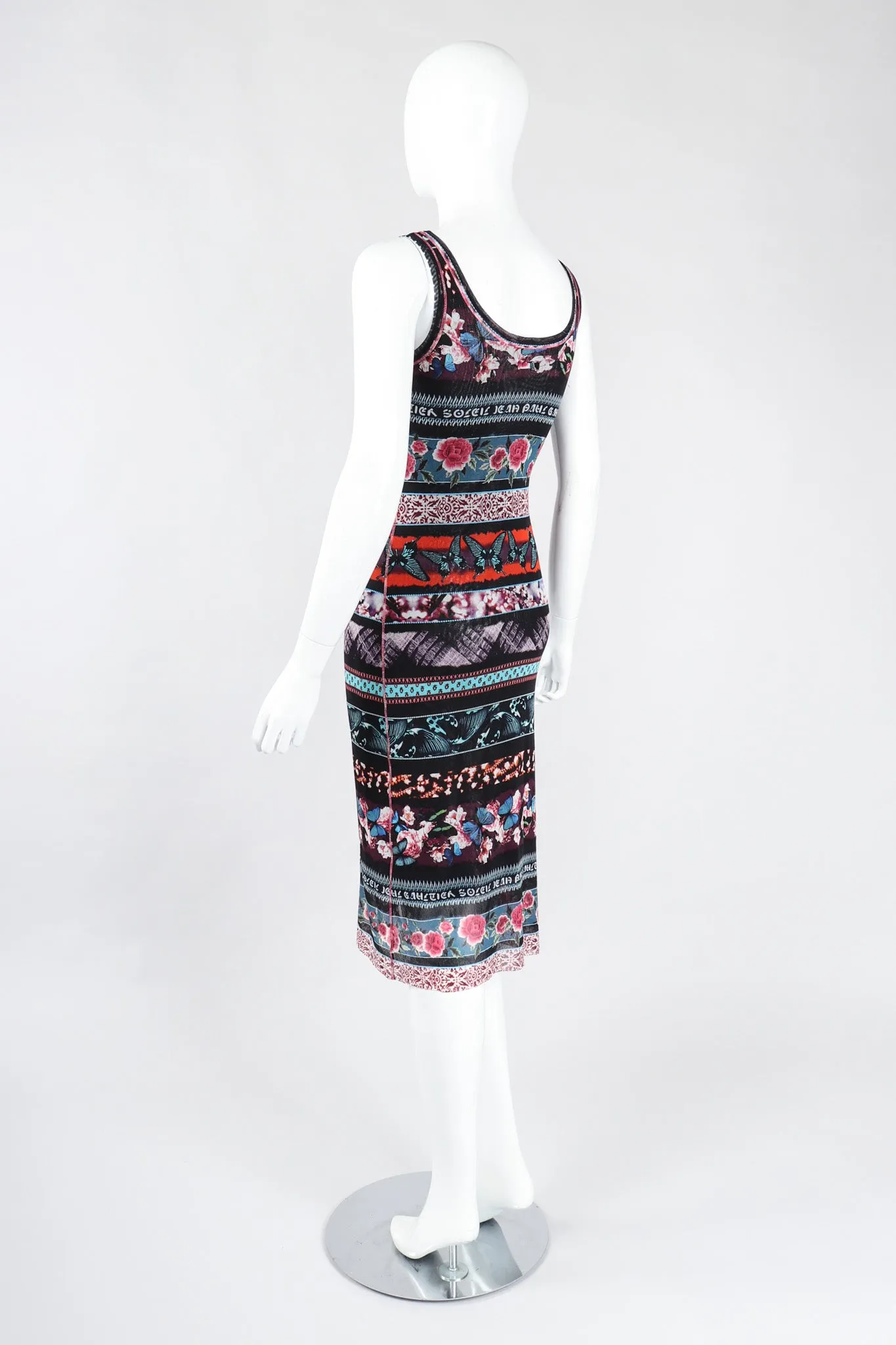 Soleil Butterfly Floral Mesh Tank Dress