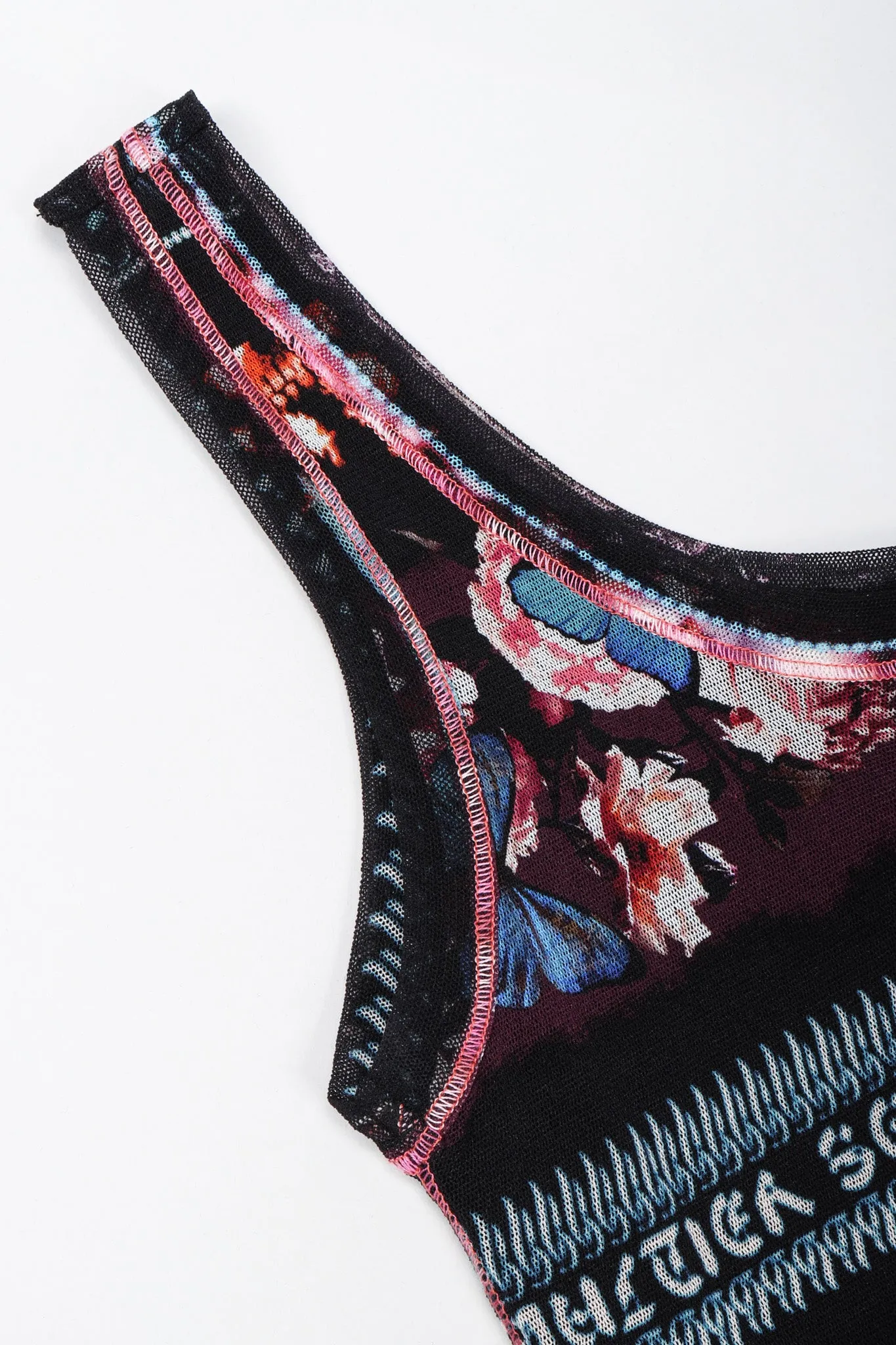 Soleil Butterfly Floral Mesh Tank Dress