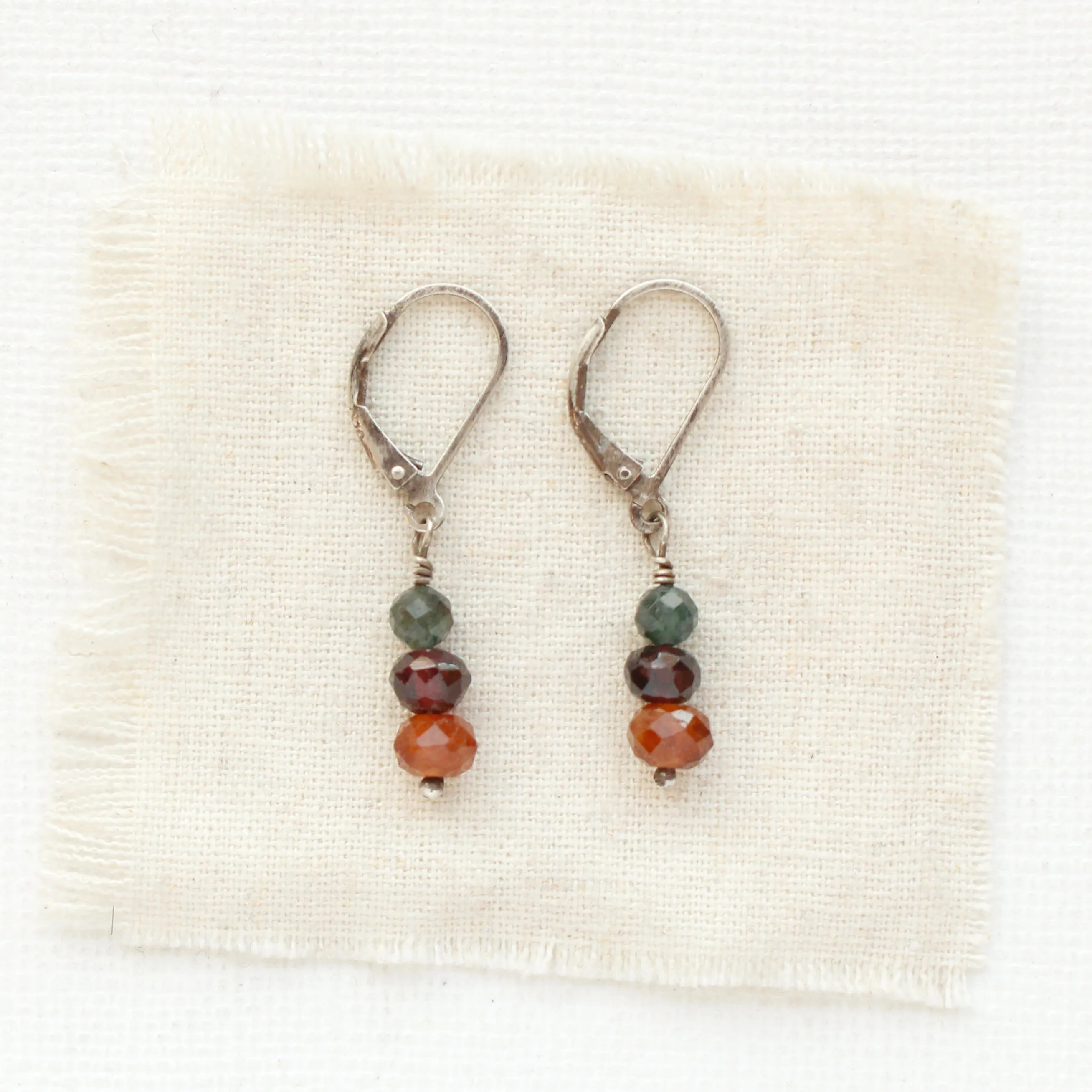 Stacked Kyanite, Garnet, & Citrine Earrings