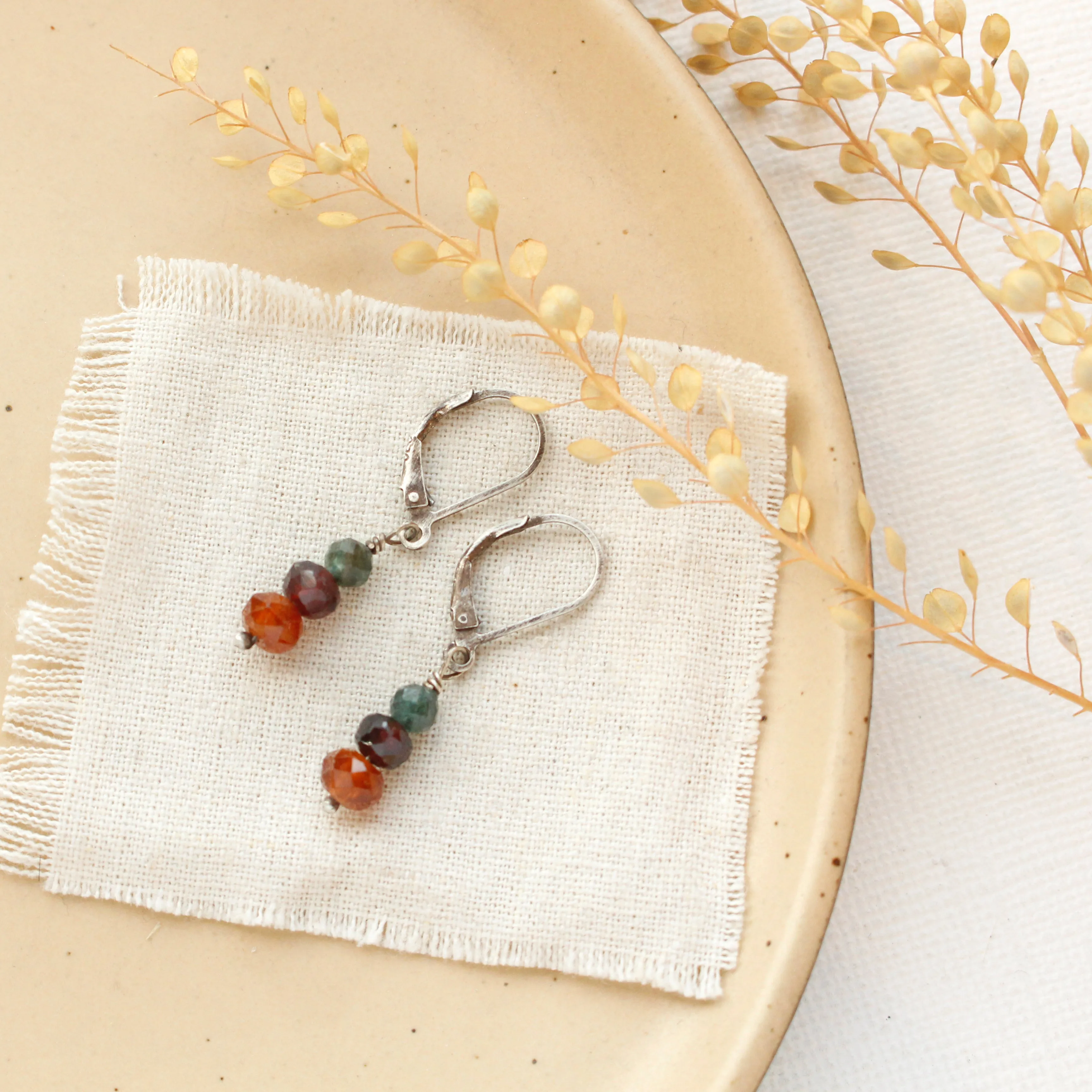 Stacked Kyanite, Garnet, & Citrine Earrings