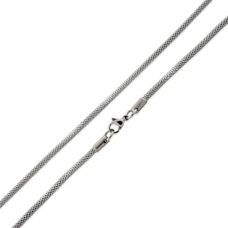 Stainless Steel 21.5" Snake Skin Mesh Chain Necklace 3.2 MM