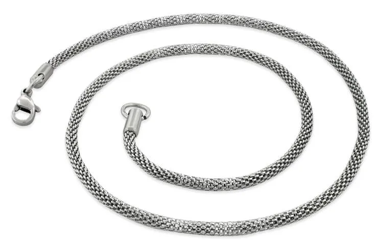 Stainless Steel 21.5" Snake Skin Mesh Chain Necklace 3.2 MM