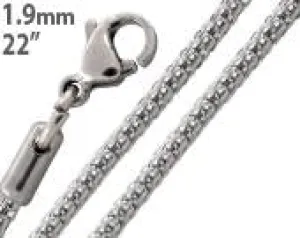 Stainless Steel 22" Snake Skin Mesh Chain Necklace 1.9 MM