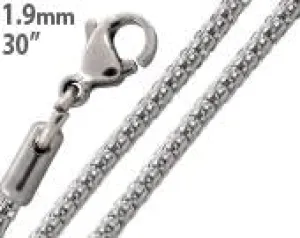 Stainless Steel 30" Snake Skin Mesh Chain Necklace 1.9 MM