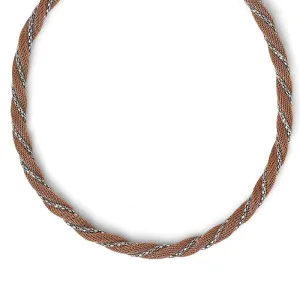Stainless Steel Polished Rose IP-plated Twisted Necklace