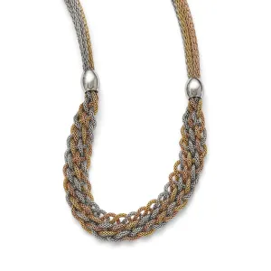 Stainless Steel Yellow/Rose IP-plated Braided Mesh Necklace
