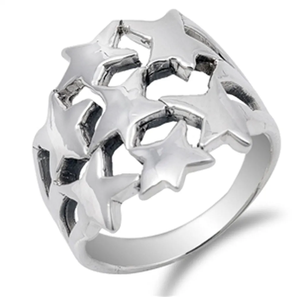 Star Filigree Mystical Girl's Cute Ring New .925 Sterling Silver Band Sizes 5-10