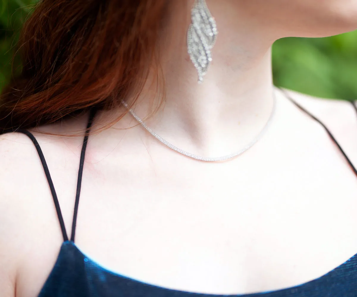 Stardust Crystal Mesh Omega Necklace