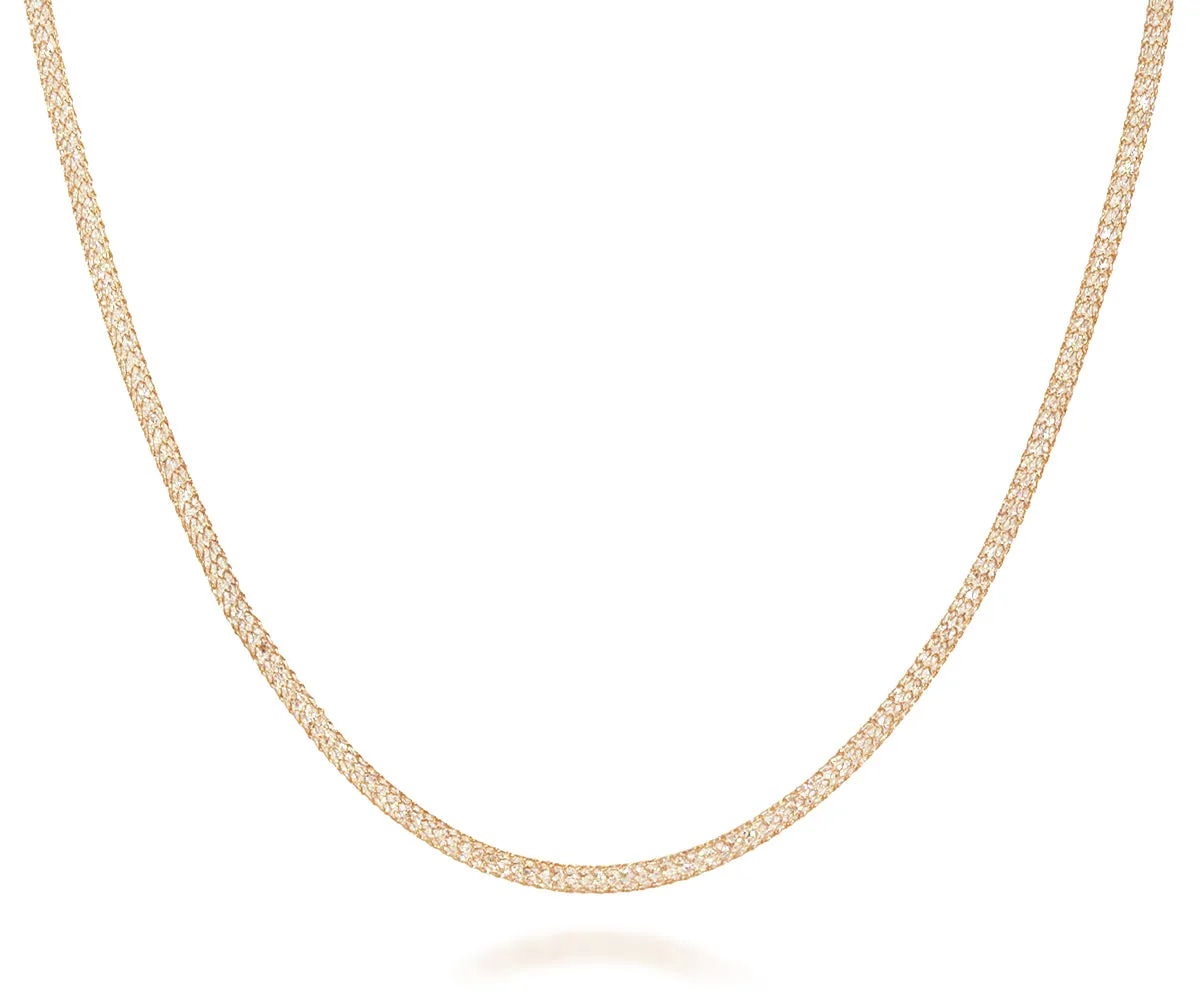 Stardust Crystal Mesh Omega Rose Gold Necklace