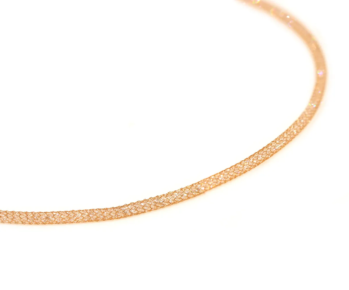 Stardust Crystal Mesh Omega Rose Gold Necklace
