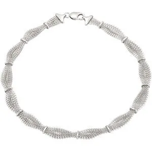 Sterling Silver 10.94mm Braided Mesh 17" Chain